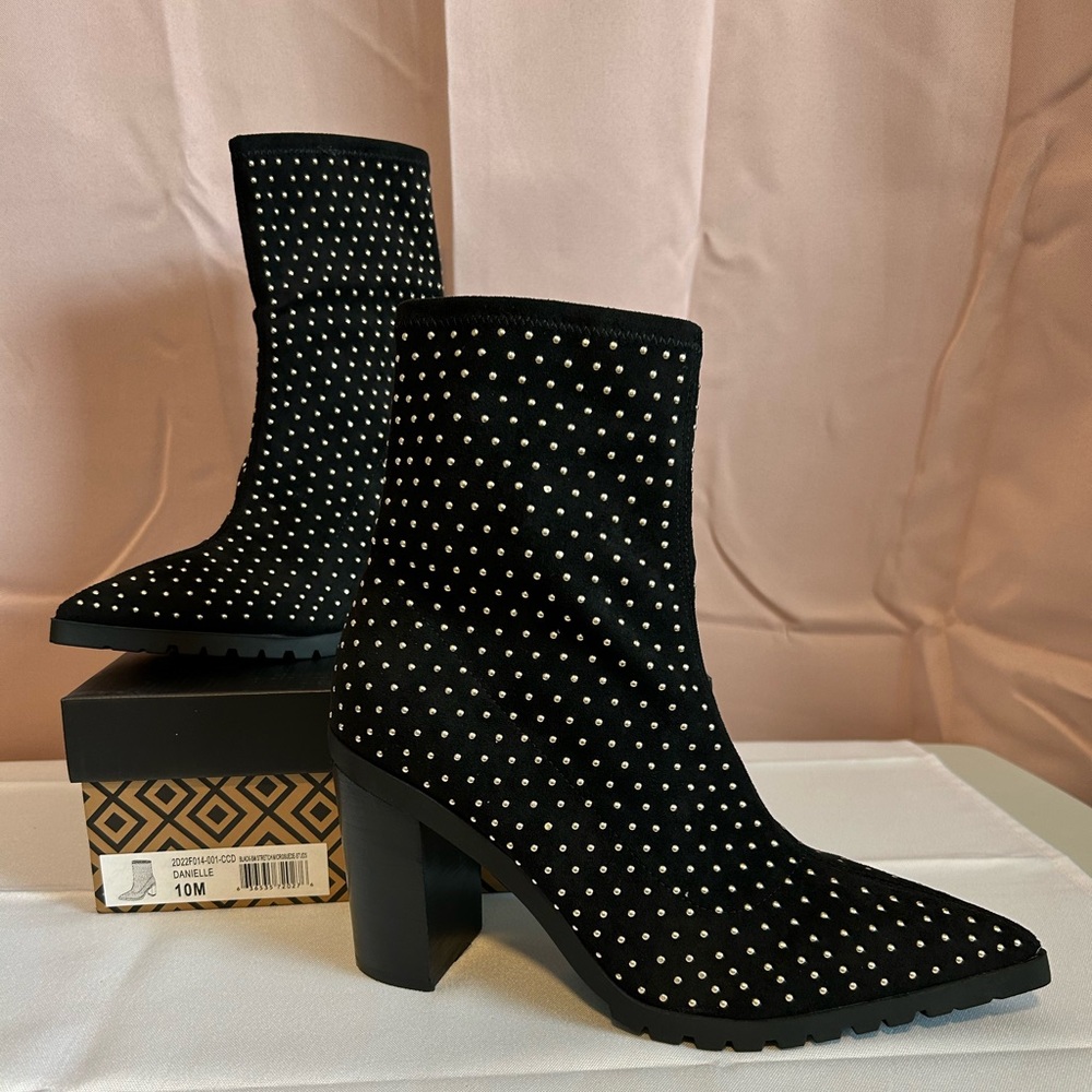 Charles David Black Studded Heeled Boots